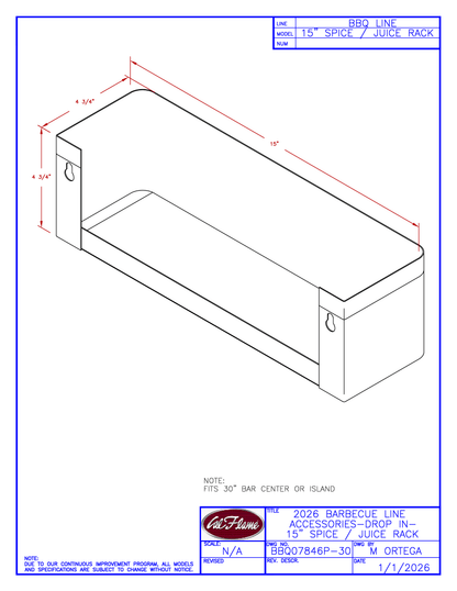 Cal Flame 15” Spice/Juice Rack BBQ07846P-30