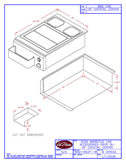 Cal Flame 18” Cocktail Center BBQ11842P-18