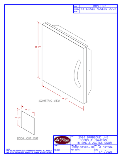 Cal Flame 18” Single Access Door BBQ18839P-18