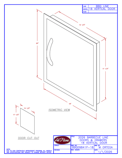Cal Flame 18” Vertical Door BBQ09841P-18