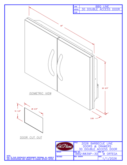 Cal Flame 30” Double Access Door BBQ18839P-30