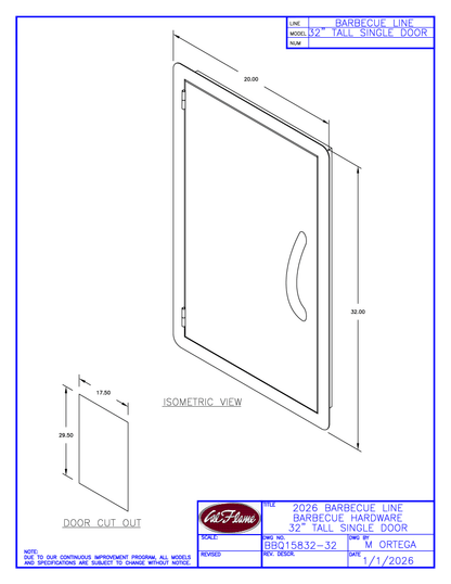 Cal Flame 32” Tall Single Door BBQ15832-32