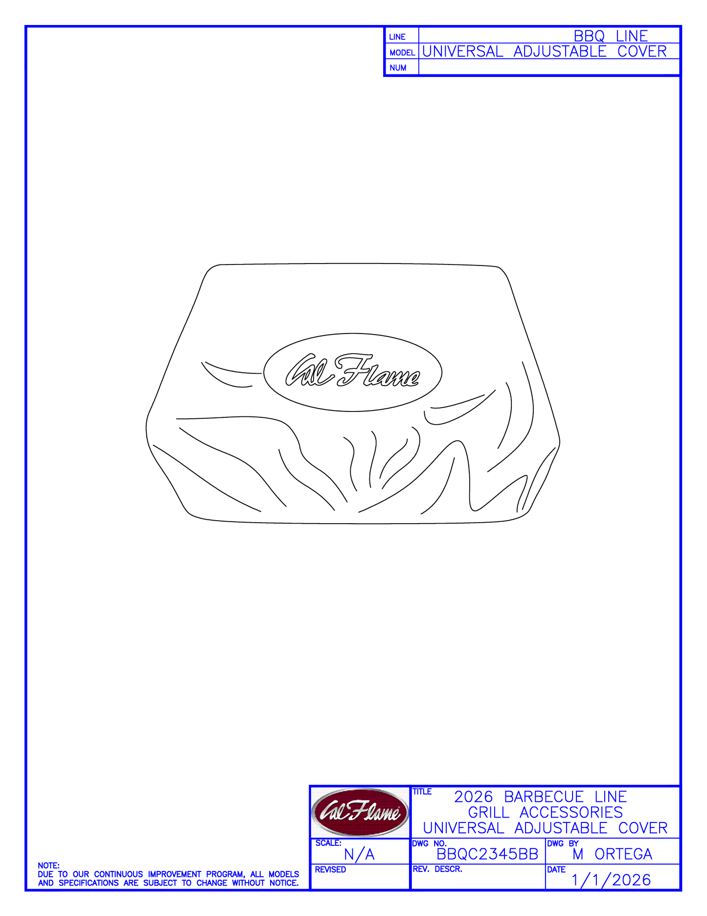 Cal Flame Built-In Universal Adjustable Grill Cover BBQC2345BB