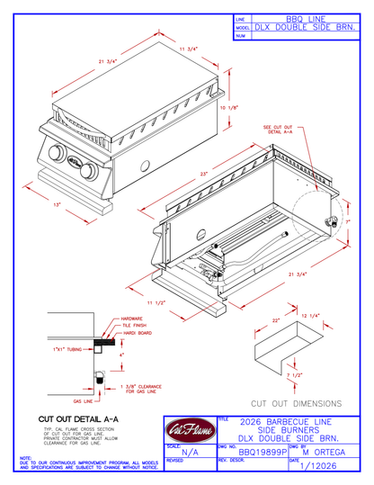 Cal Flame Deluxe Double Side Burner BBQ19899P