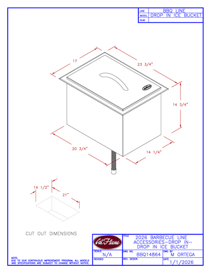 Cal Flame Drop-In Ice Bucket BBQ14864