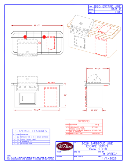 Cal Flame Escape Series Baja Q BBQ Island BBK-710