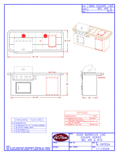 Cal Flame Escape Series Bel Air Q BBQ Island BBK-810
