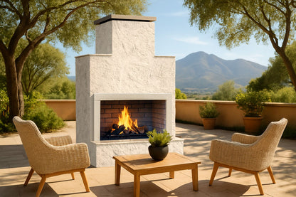 Cal Flame Escape Series Cancun - Contemporary Outdoor Gas Fireplace with Bottom Mantel FRP903-2