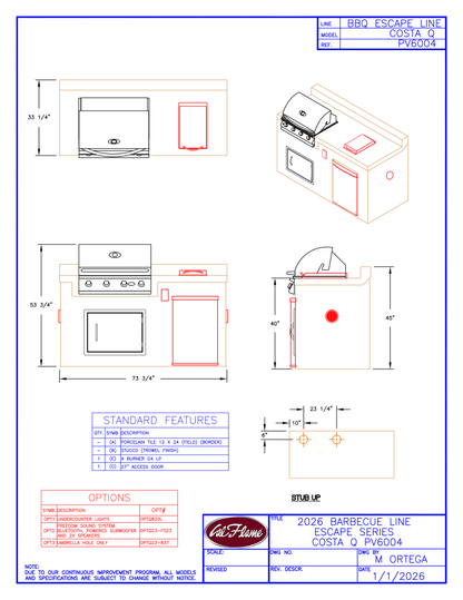 Cal Flame Escape Series Costa Q BBQ Island PV6004