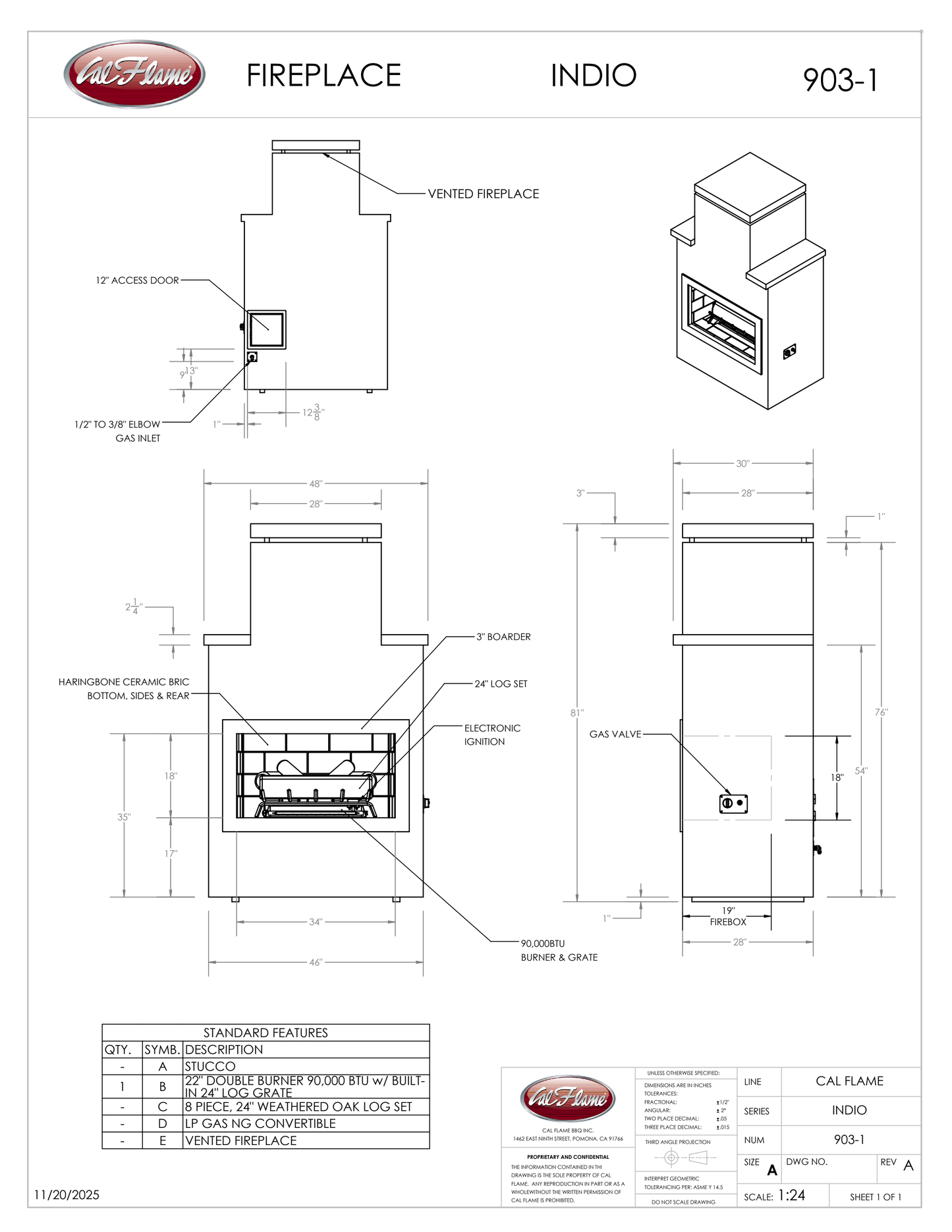 Cal Flame Escape Series Indio - Contemporary Outdoor Gas Fireplace FRP903-1