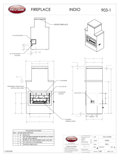 Cal Flame Escape Series Indio - Contemporary Outdoor Gas Fireplace FRP903-1