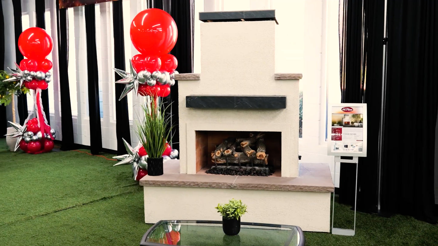 Cal Flame Escape Series Tahiti - Contemporary Outdoor Gas Fireplace with Bottom Mantel FRP903-3
