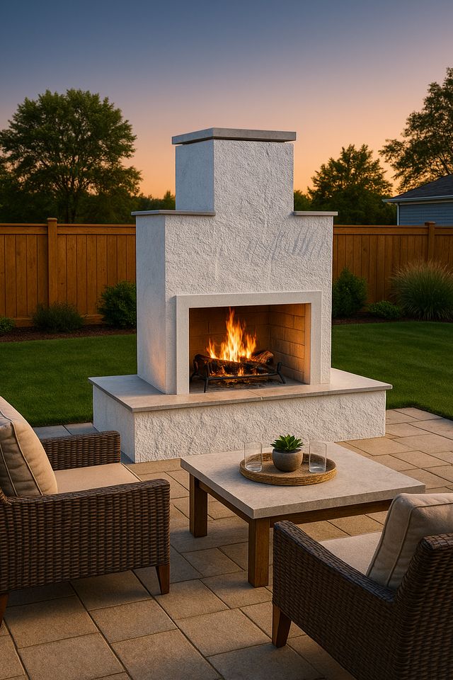 Cal Flame Escape Series Tahiti - Contemporary Outdoor Gas Fireplace with Bottom Mantel FRP903-3