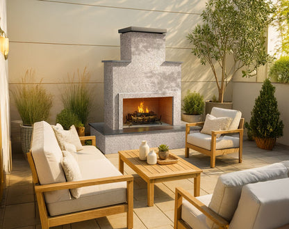 Cal Flame Escape Series Tahiti - Contemporary Outdoor Gas Fireplace with Bottom Mantel FRP903-3