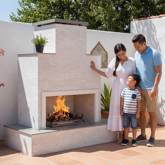 Cal Flame Escape Series Tahiti - Contemporary Outdoor Gas Fireplace with Bottom Mantel FRP903-3