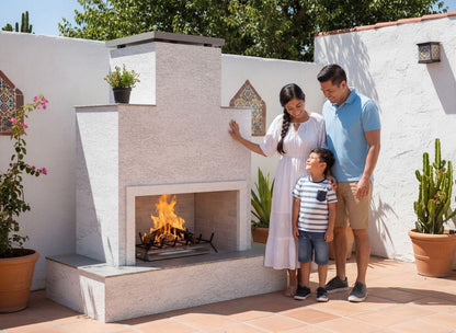 Cal Flame Escape Series Tahiti - Contemporary Outdoor Gas Fireplace with Bottom Mantel FRP903-3