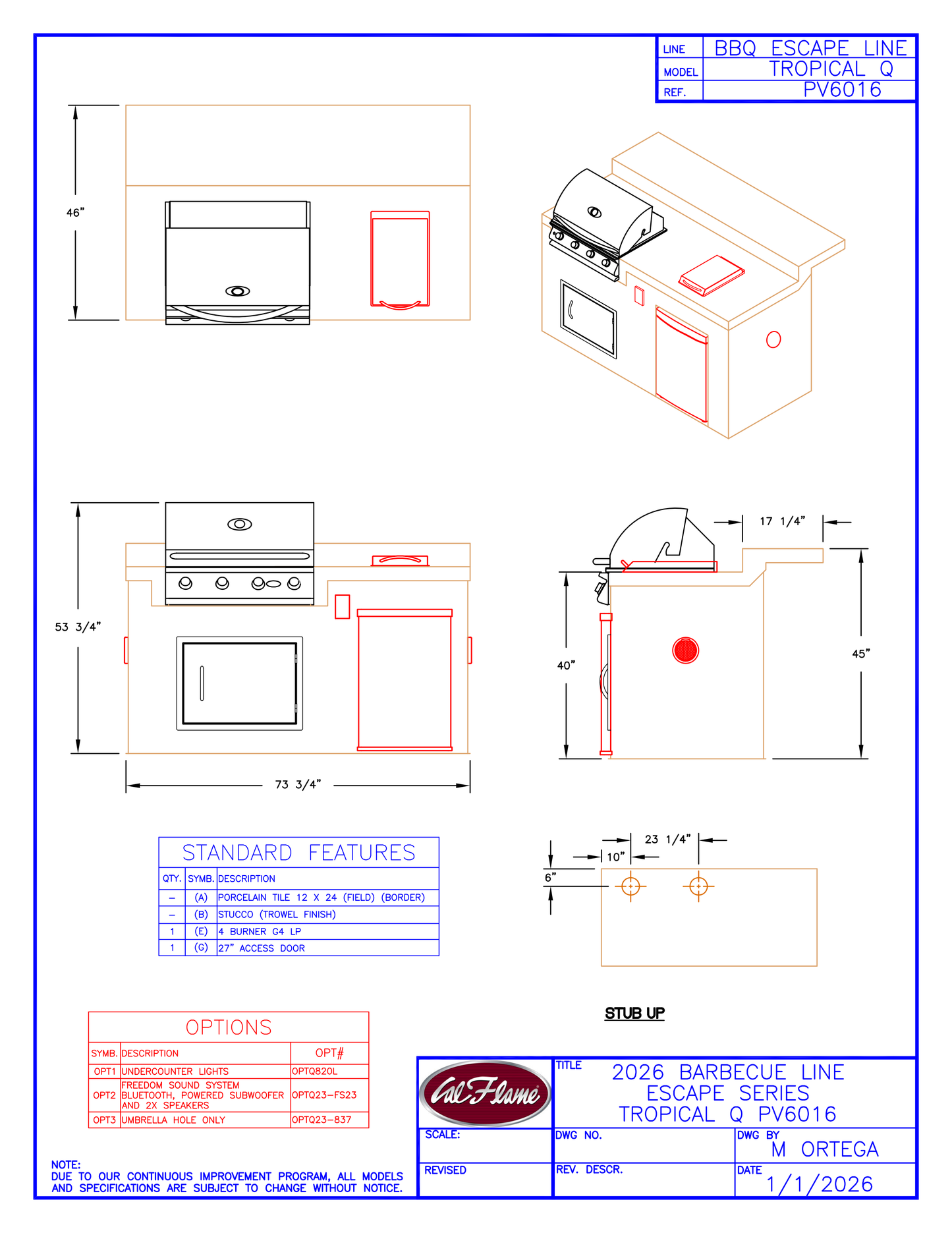 Cal Flame Escape Series Tropical Q BBQ Island PV6016