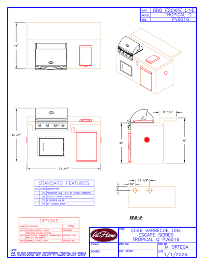 Cal Flame Escape Series Tropical Q BBQ Island PV6016