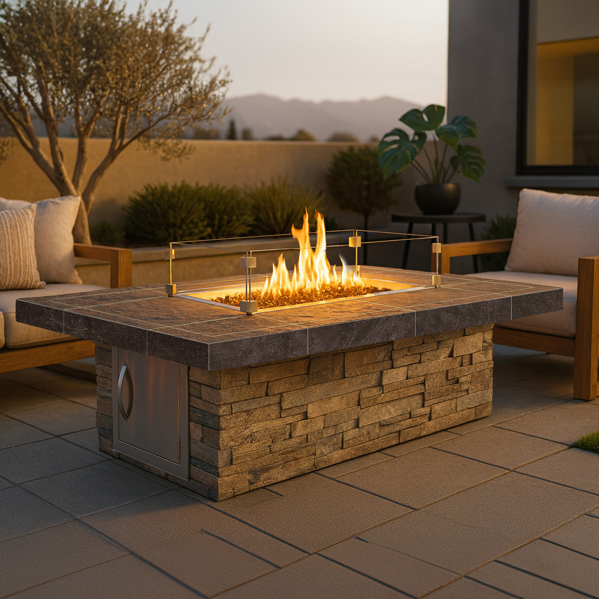 Cal Flame Mojave - Contemporary Outdoor Gas Fire Pit FPT-RT601M