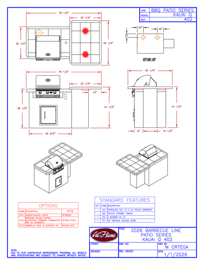 Cal Flame Patio Series Kauai Q BBQ Island BBK-402