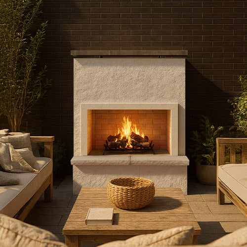 Cal Flame Patio Series Monterey - Modern Outdoor Gas Fireplace with Bottom Mantel FRP901-2