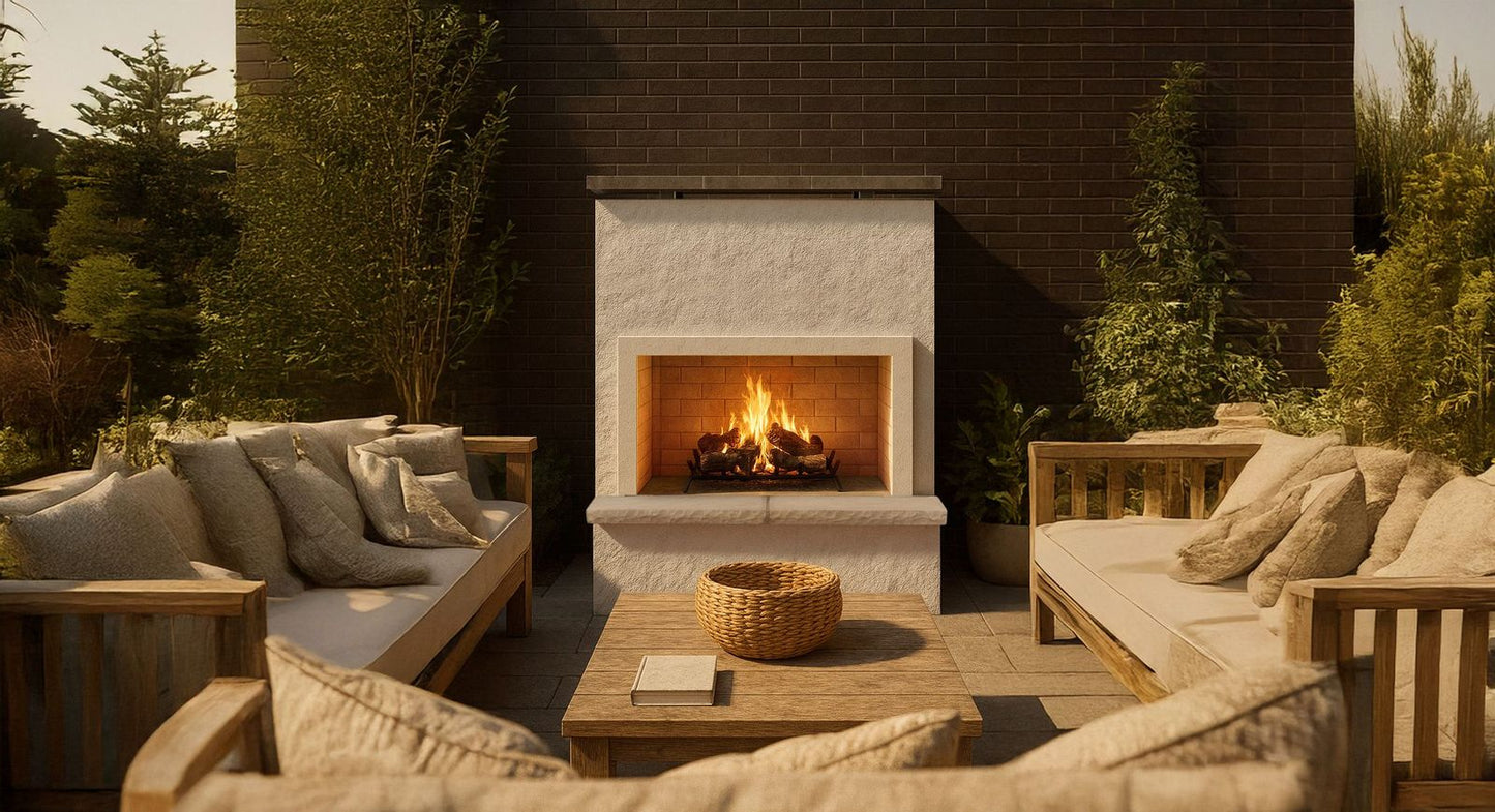 Cal Flame Patio Series Monterey - Modern Outdoor Gas Fireplace with Bottom Mantel FRP901-2