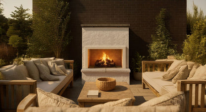 Cal Flame Patio Series Monterey - Modern Outdoor Gas Fireplace with Bottom Mantel FRP901-2