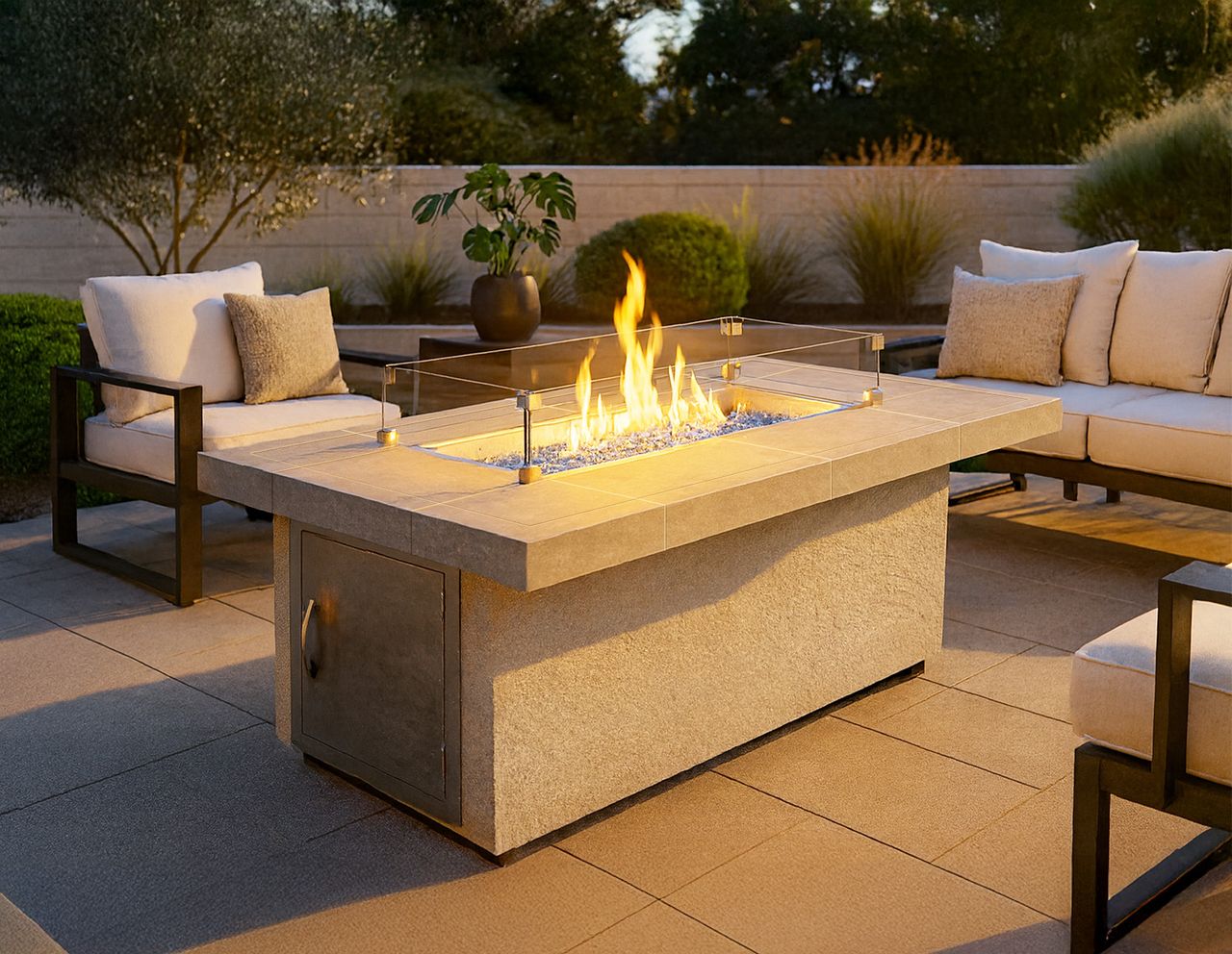 Cal Flame Phoenix - Modern Contemporary Outdoor Gas Fire Pit FPT-RT501M