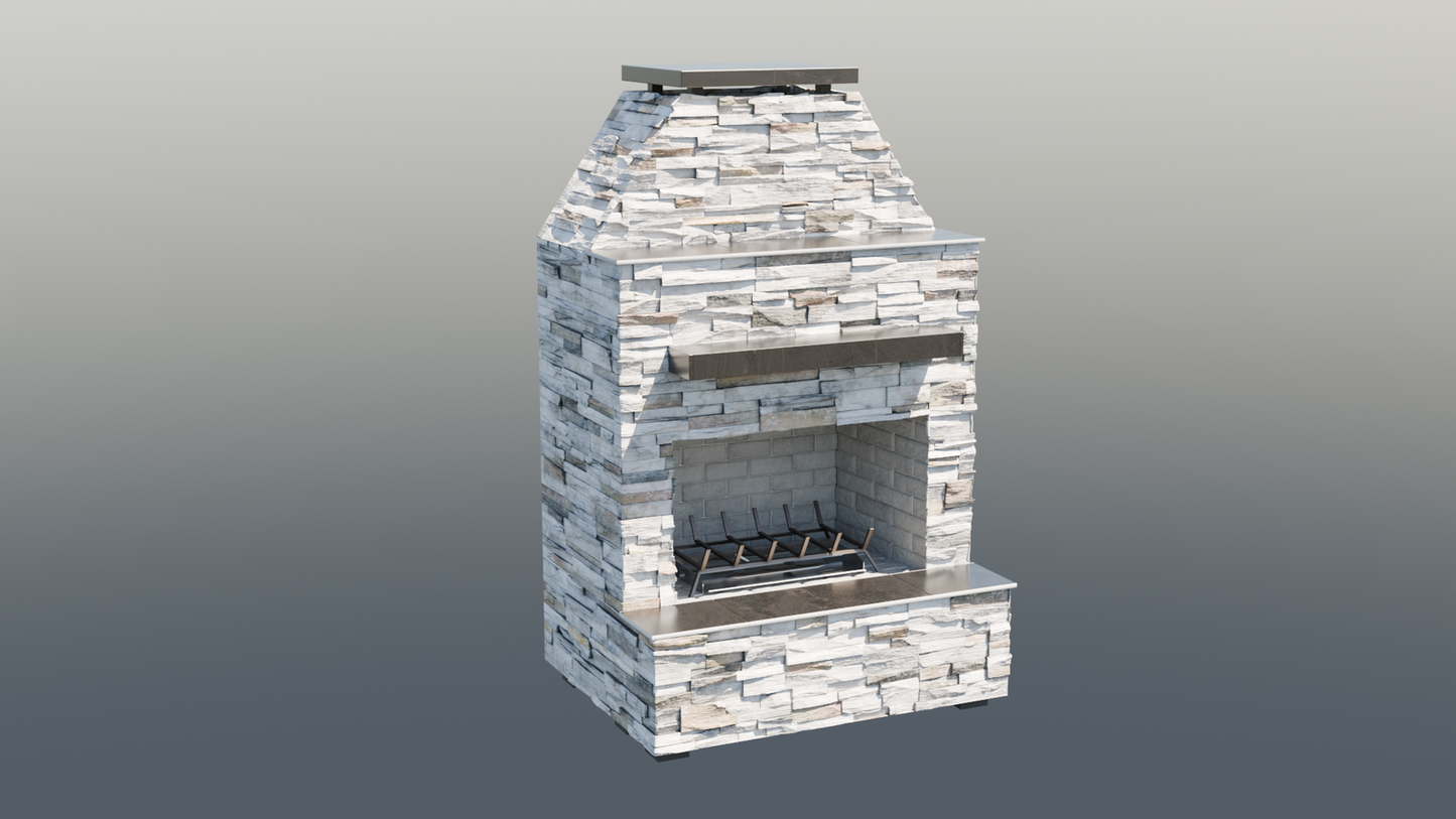 Cal Flame Platinum Series Durango - Modern Outdoor Gas Fireplace with Extended Bottom Mantel FRP905-2