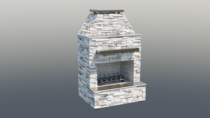 Cal Flame Platinum Series Durango - Modern Outdoor Gas Fireplace with Extended Bottom Mantel FRP905-2