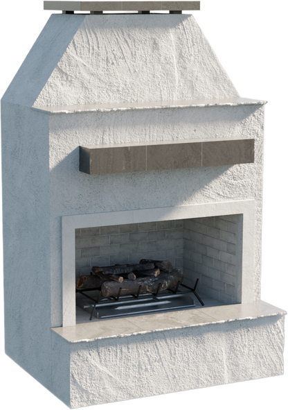 Cal Flame Platinum Series Durango - Modern Outdoor Gas Fireplace with Extended Bottom Mantel FRP905-2