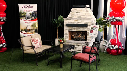 Cal Flame Platinum Series Durango - Modern Outdoor Gas Fireplace with Extended Bottom Mantel FRP905-2
