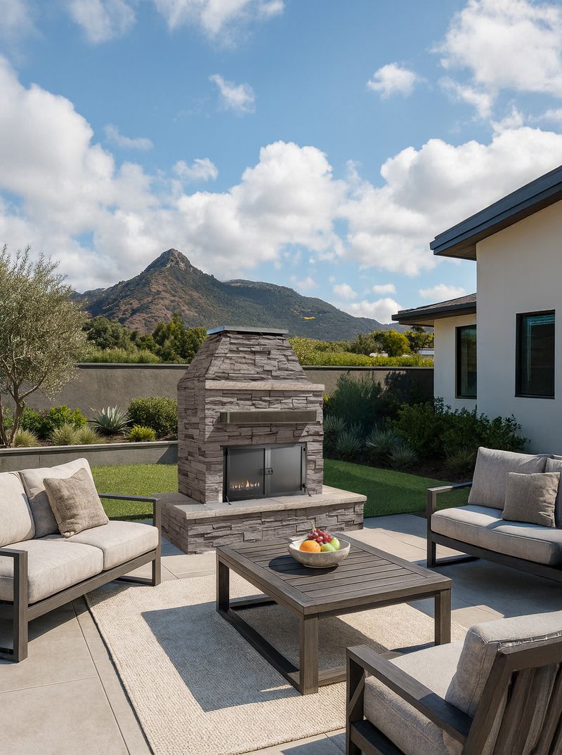 Cal Flame Platinum Series Key West - Modern Outdoor Gas Fireplace with Wrap Around Mantel FRP905-3