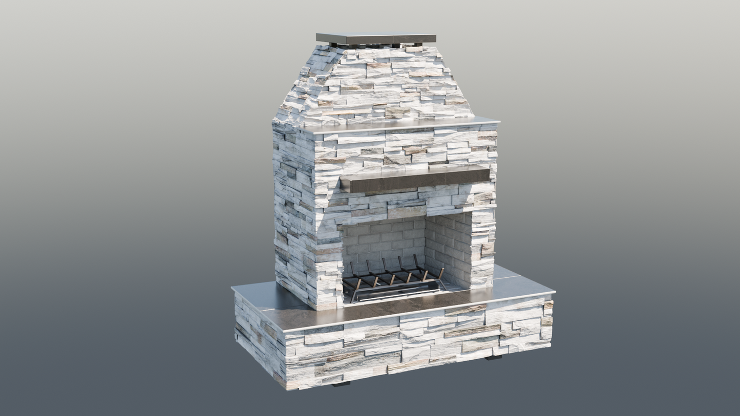 Cal Flame Platinum Series Key West - Modern Outdoor Gas Fireplace with Wrap Around Mantel FRP905-3