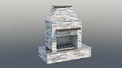 Cal Flame Platinum Series Key West - Modern Outdoor Gas Fireplace with Wrap Around Mantel FRP905-3