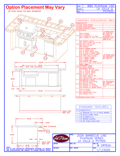 Cal Flame Platinum Series La Jolla BBQ Island PV7000
