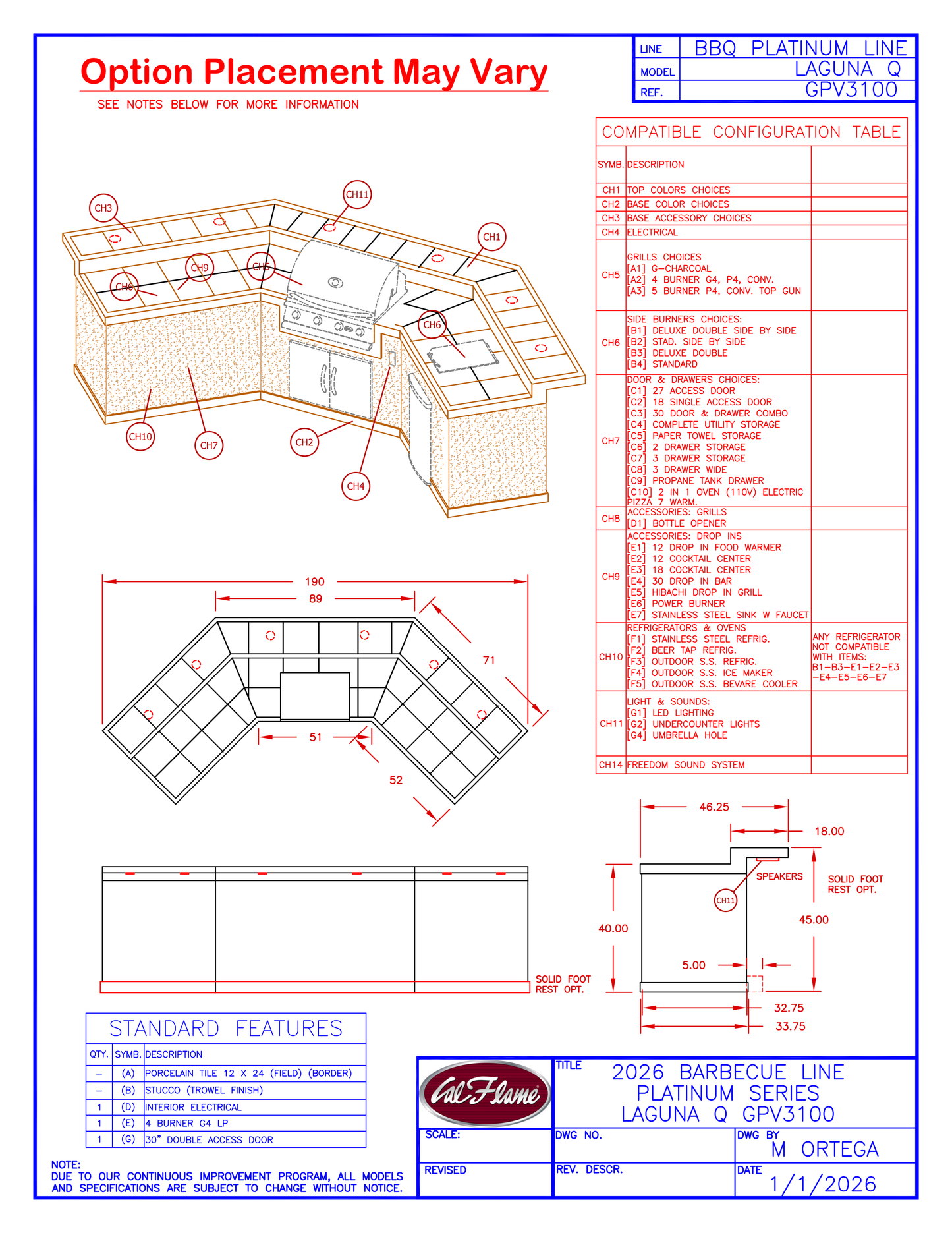 Cal Flame Platinum Series Laguna Q BBQ Island GPV3100