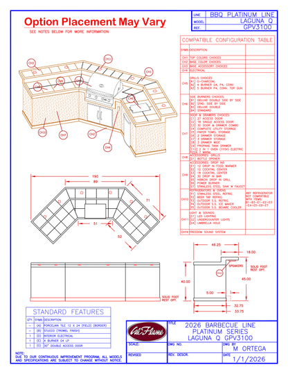 Cal Flame Platinum Series Laguna Q BBQ Island GPV3100