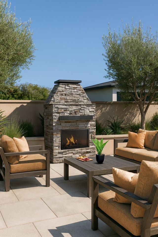 Cal Flame Platinum Series Laredo - Modern Outdoor Gas Fireplace with Mantel FRP905-1