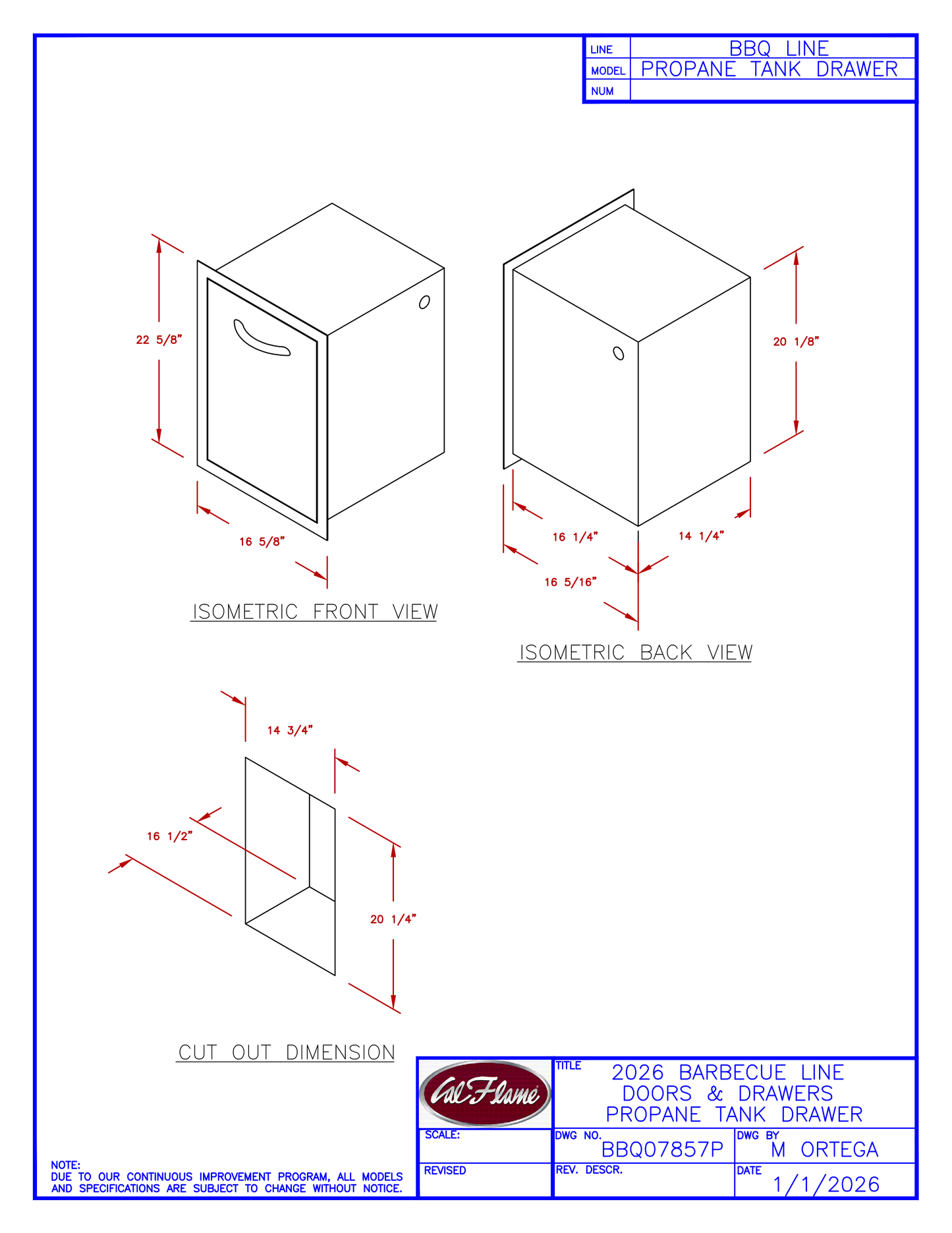 Cal Flame Propane Tank Drawer BBQ07857P