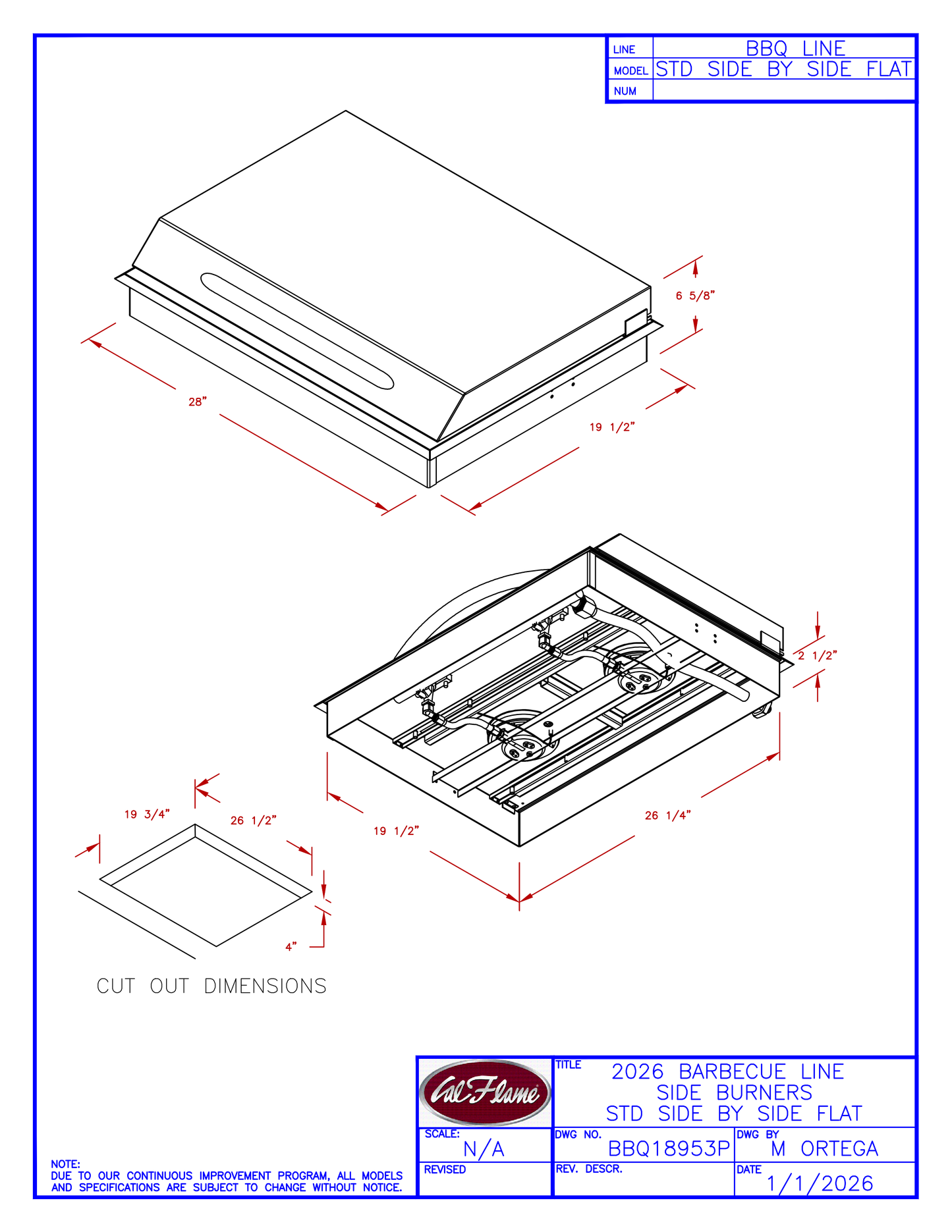 Cal Flame Standard Side by Side Flat Burner BBQ18953P