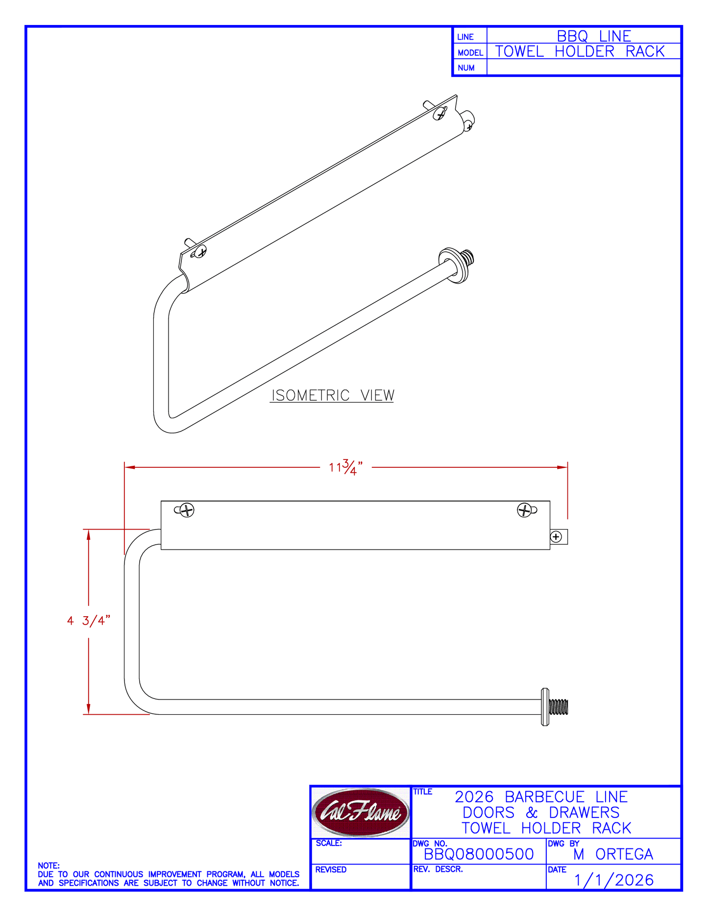 Cal Flame Towel Holder Rack BBQ08000500