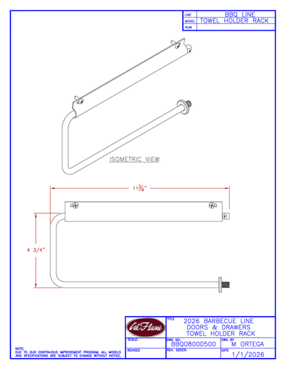 Cal Flame Towel Holder Rack BBQ08000500