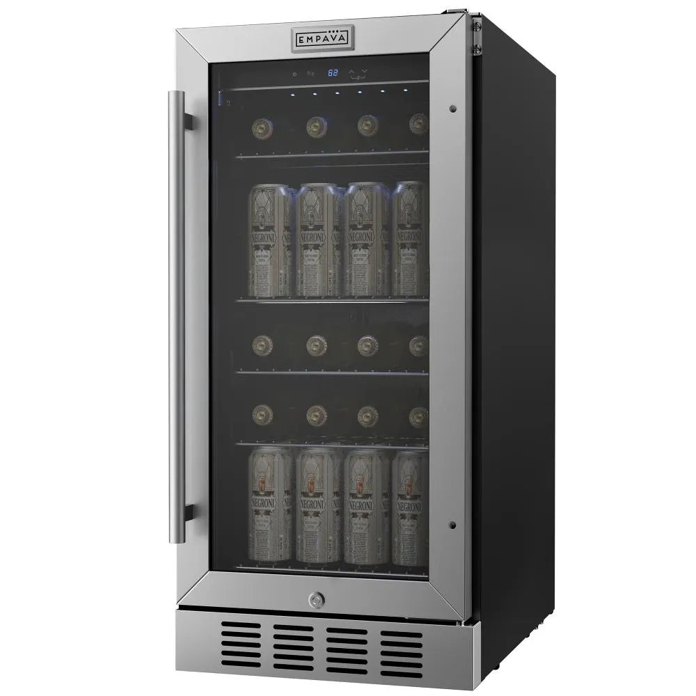 Empava 15 Inch Beverage Refrigerator with Glass Door 80 Cans EMPV-BR05S