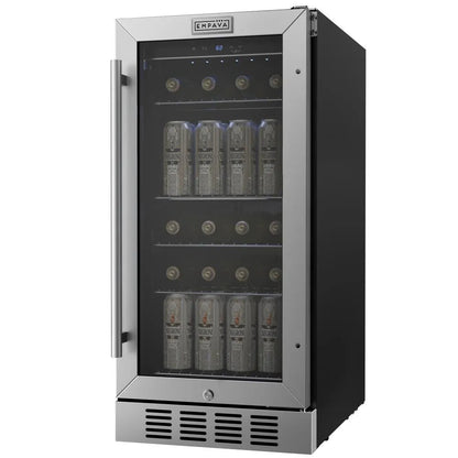 Empava 15 Inch Beverage Refrigerator with Glass Door 80 Cans EMPV-BR05S