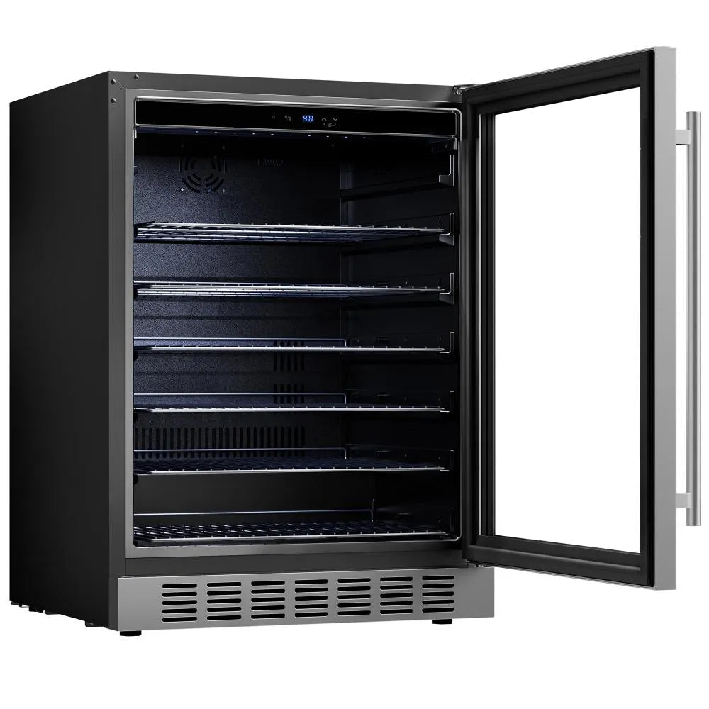 Empava 24 Inch Beverage Refrigerator with Glass Door 140 Cans EMPV-BR06S