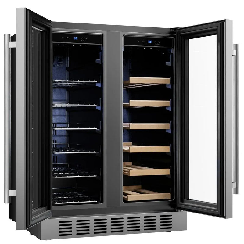 Empava 24 Inch Dual Zone Wine and Beer Fridge Beverage Cooler EMPV-BR07D