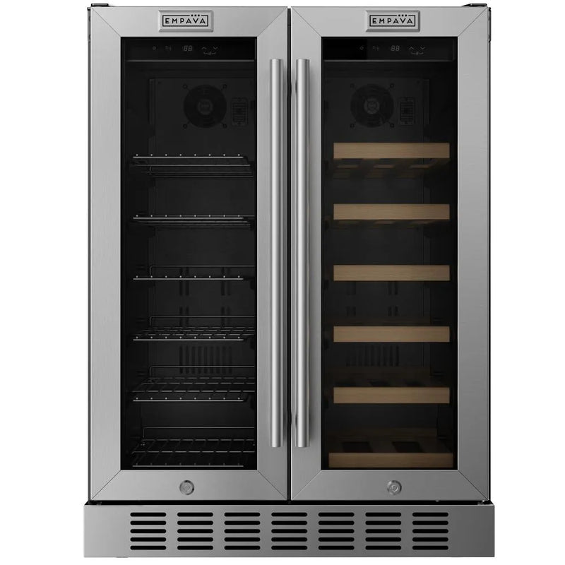 Empava 24 Inch Dual Zone Wine and Beer Fridge Beverage Cooler EMPV-BR07D