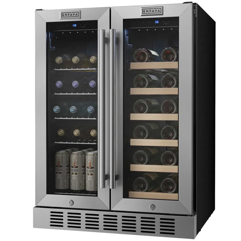 Empava 24 Inch Dual Zone Wine and Beer Fridge Beverage Cooler EMPV-BR07D