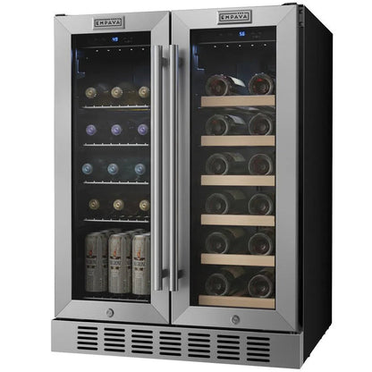 Empava 24 Inch Dual Zone Wine and Beer Fridge Beverage Cooler EMPV-BR07D